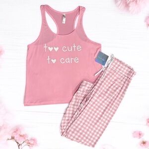French Affair pajama set too cute to care tank top & pants women’s size medium